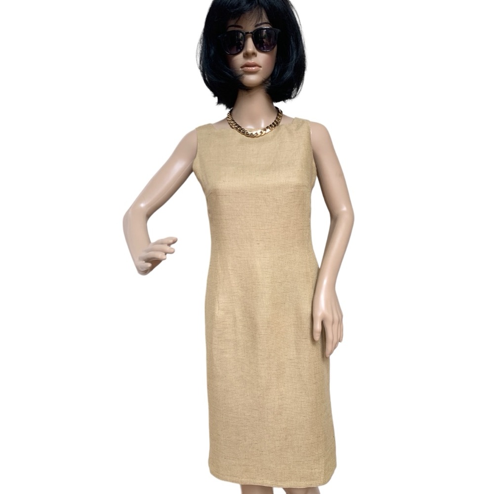 Linen effect sleeveless sheath dress, 4